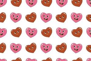 Seamless valentine's day pattern. Retro cartoon, groovy hearts vector