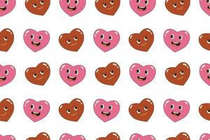 Seamless valentine's day pattern. Retro cartoon, groovy hearts vector