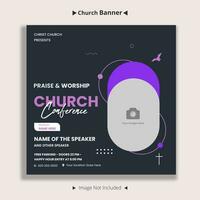 Church and worship conference flyer social media and web banner vector