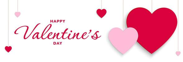 Valentines Day background with red and pink paper heart elements. Vector illustration