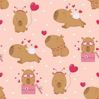 Seamless pattern with lovely capybara vector