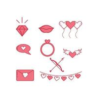 set of icons for valentines day element vector