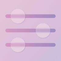 Setting glass morphism style icon. Setting icon transparent glass. Setting icon with purple gradient vector