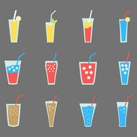 Ice drink icon set. Flat style beverage vector.txt vector