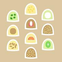 Cute filled mochi simple icon set. Flat style vector