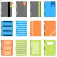 sencillo cuaderno conjunto icono. plano estilo educación vector