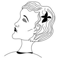 Hand drawn pencil vector illustration of a girl's profile