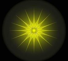Original vector pattern in the form of a golden glowing star on a dark background