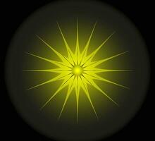 Original vector pattern in the form of a golden glowing star on a dark background