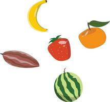 Fruits icon set isolated on white background. Vector illustration.