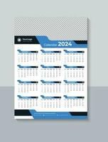 moderno 2024 uno página pared calendario diseño, negocio uno página calendario 2024 plantilla, gratis descargar vector