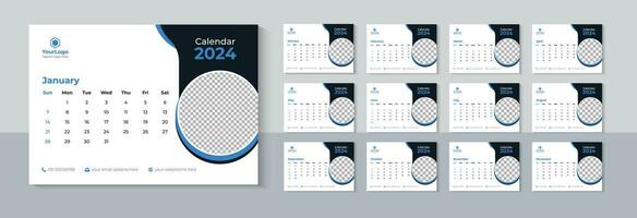 escritorio calendario 2024 diseño, negocio calendario 2024 plantilla, nuevo año 2024, mesa calendario, gratis descargar vector