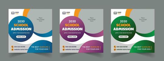 Free Vector School Admission Social Media Post and Back to School Educational Web Banner Template Design