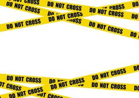 Forensic science concept. Yellow stripe police line with text do not cross on white background with copy space. Warning, Under Construction. vector