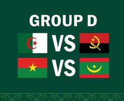 Angola Mauritania Algeria And Burkina Faso African Flags Nations 2023 Group D Teams Countries African Football Symbol Logo Design Vector Illustration