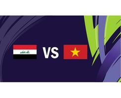 Irak y Vietnam asiático banderas naciones 2023 grupo re equipos países asiático fútbol americano símbolo logo diseño vector ilustración