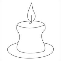 Continuous single line art drawing of candle and minimalist outline vector art drawing