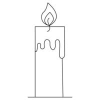 Continuous single line art drawing of candle and minimalist outline vector art drawing