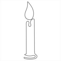 Continuous single line art drawing of candle and minimalist outline vector art drawing