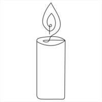 Continuous single line art drawing of candle and minimalist outline vector art drawing