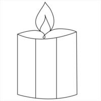 Continuous single line art drawing of candle and minimalist outline vector art drawing