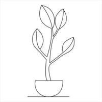 Tree continuous single line art of drawing and tree style  vector illustration