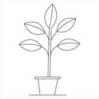 Tree continuous single line art of drawing and tree style  vector illustration