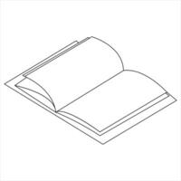 Continuous single line open book art drawing vector style illustration