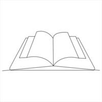 Continuous single line open book art drawing vector style illustration