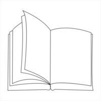 Continuous single line open book art drawing vector style illustration