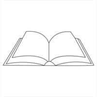 Continuous single line open book art drawing vector style illustration