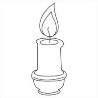 Continuous single line art drawing of candle and minimalist outline vector art drawing