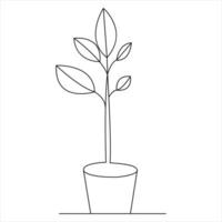 Tree continuous single line art of drawing and tree style  vector illustration