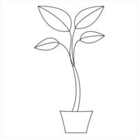 Tree continuous single line art of drawing and tree style  vector illustration
