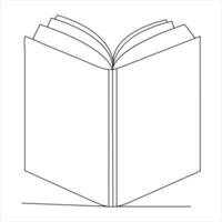 Continuous single line open book art drawing vector style illustration