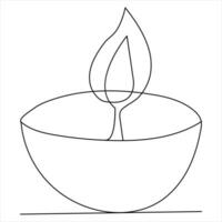 Continuous single line art drawing of candle and minimalist outline vector art drawing