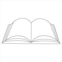 Continuous single line open book art drawing vector style illustration
