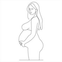 Single line continuous drawing of pregnant women's and mother day,women's day vector illustration