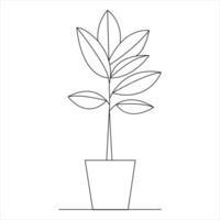 Tree continuous single line art of drawing and tree style  vector illustration