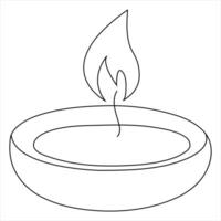 Continuous single line art drawing of candle and minimalist outline vector art drawing