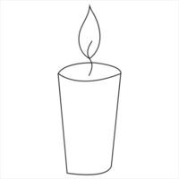 Continuous single line art drawing of candle and minimalist outline vector art drawing