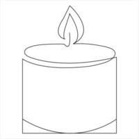 Continuous single line art drawing of candle and minimalist outline vector art drawing