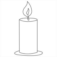 Continuous single line art drawing of candle and minimalist outline vector art drawing