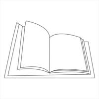 Continuous single line open book art drawing vector style illustration