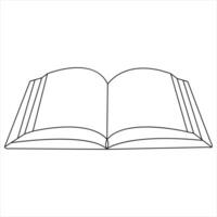 Continuous single line open book art drawing vector style illustration