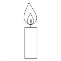 Continuous single line art drawing of candle and minimalist outline vector art drawing