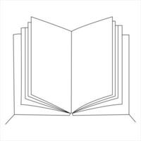 Continuous single line open book art drawing vector style illustration