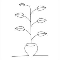 Tree continuous single line art of drawing and tree style  vector illustration