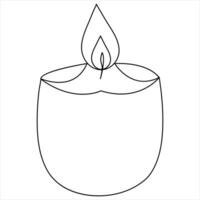 Continuous single line art drawing of candle and minimalist outline vector art drawing