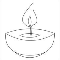 Continuous single line art drawing of candle and minimalist outline vector art drawing